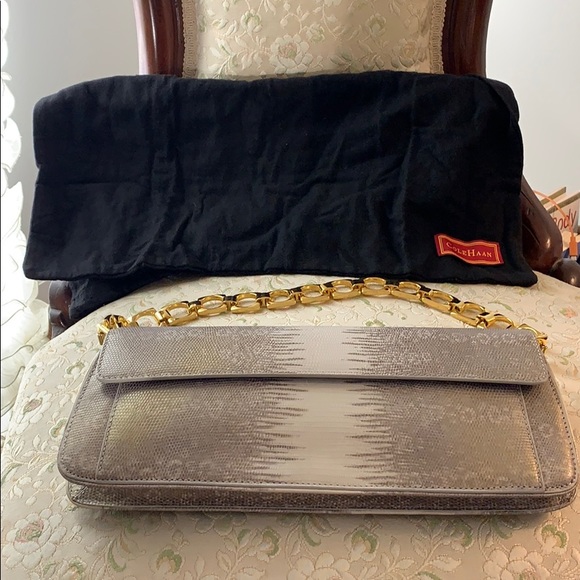 ColeHaan Purse NWOT Never used tan, cream and gold - Picture 3 of 11